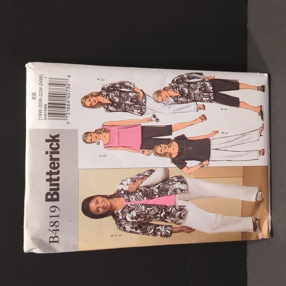 Butterick B4819 Uncut Sewing Pattern Women's Separates Size RR 18W, 20W, 22W 24W - Picture 1 of 3